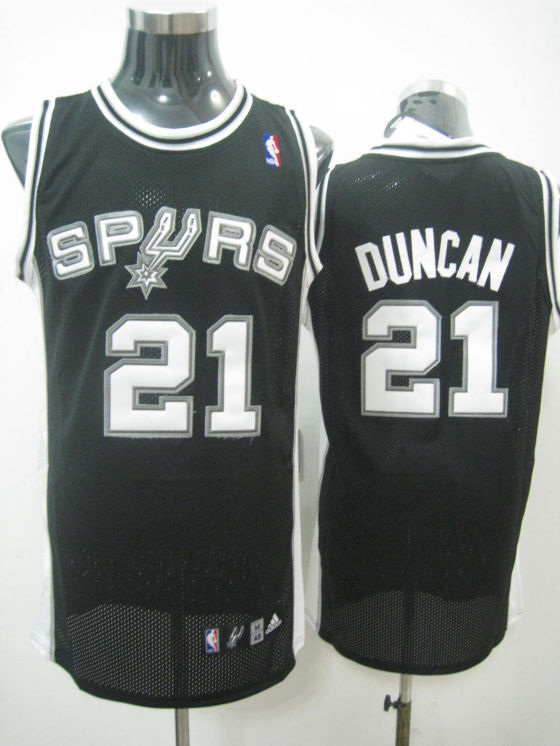 San Antonio Spurs Ducan Black White Jersey